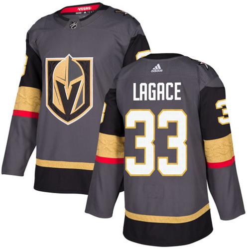 Adidas Golden Knights #33 Maxime Lagace Grey Home Authentic Stitched NHL Jersey - Click Image to Close